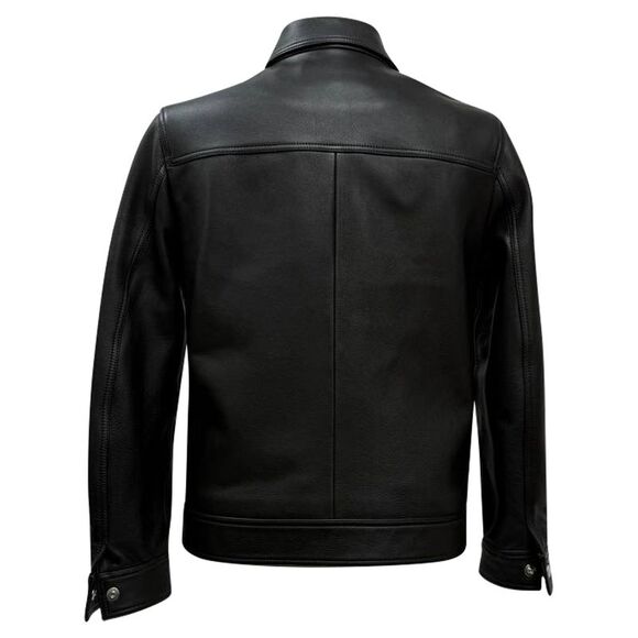 Mr. P. Zipped Coach Jacket in Grained Leather - Picture 3 of 5